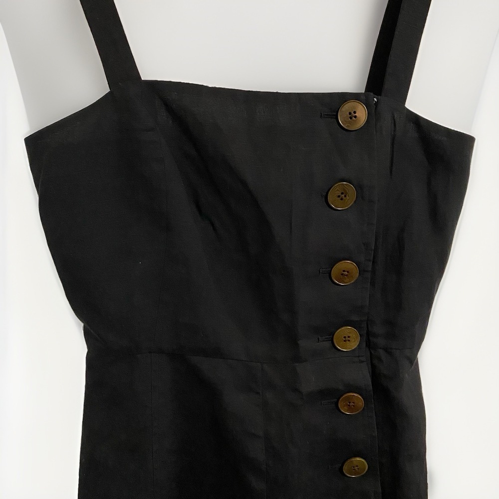 Kate Spade New York Side-Button Linen Blend Jumpsuit Wide Leg Blac Size 0 [1, 2] - Picture 4 of 8